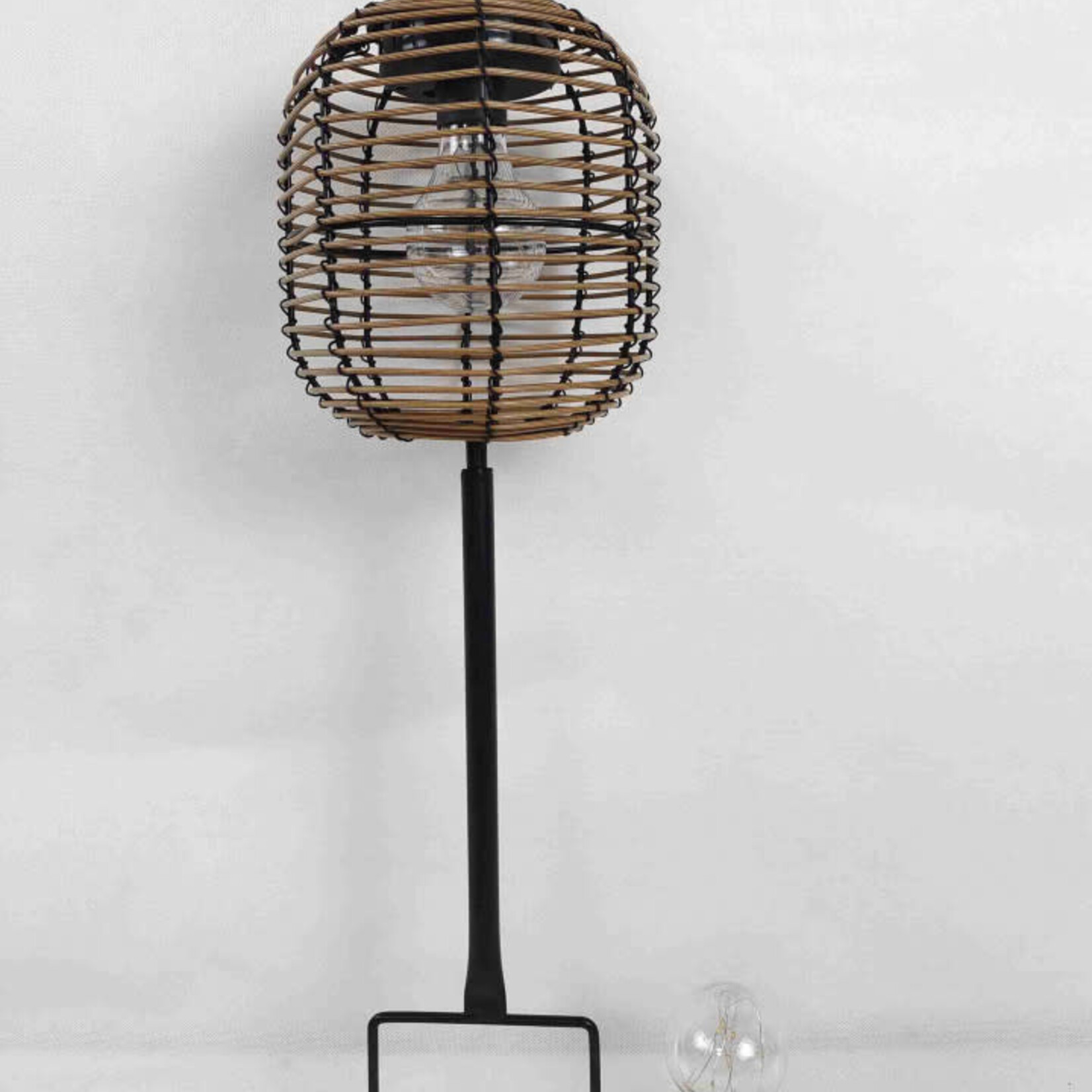 Rattan Solar Lantern Stake - Brown Poly