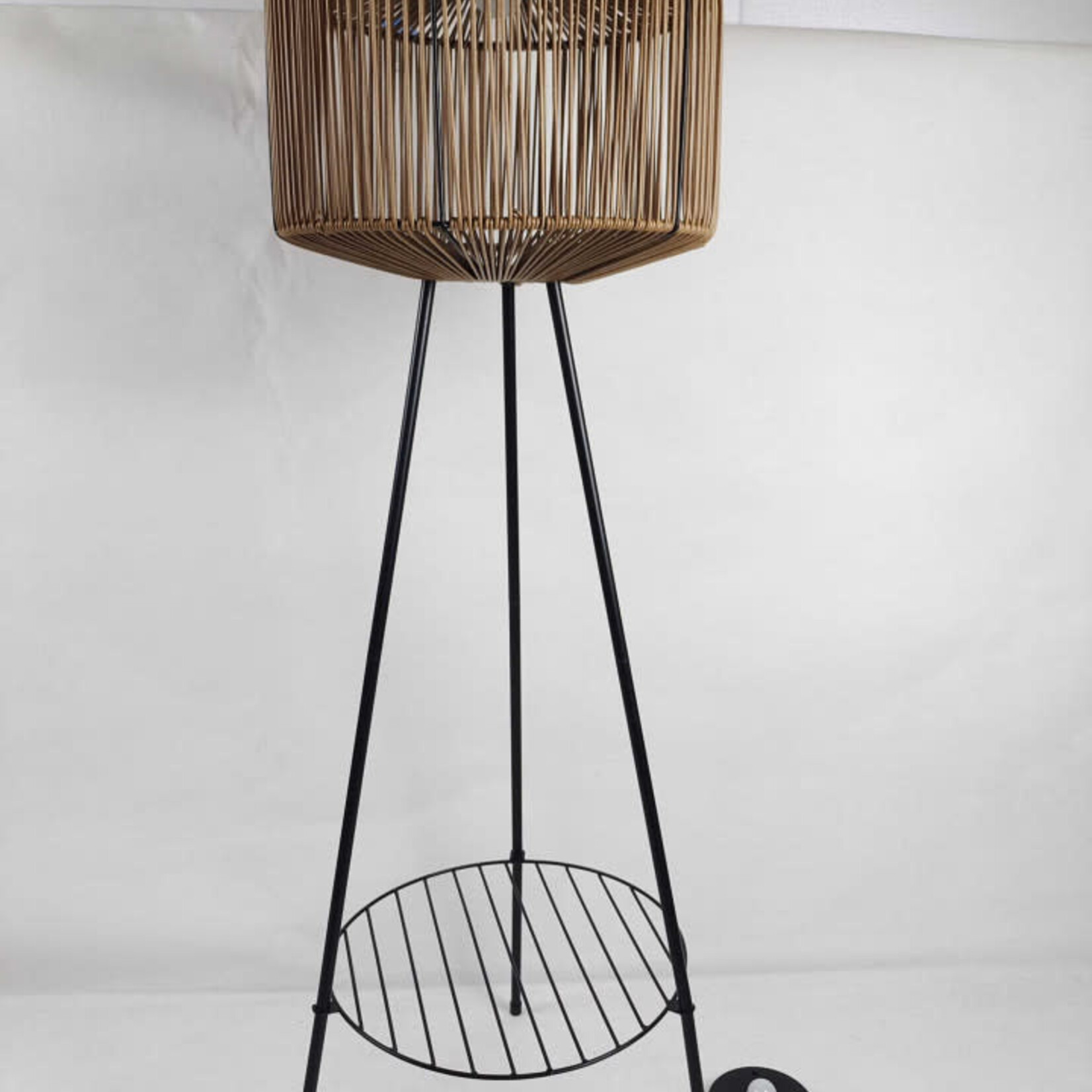 Solar Lantern  Rattan & Iron with iron legs.