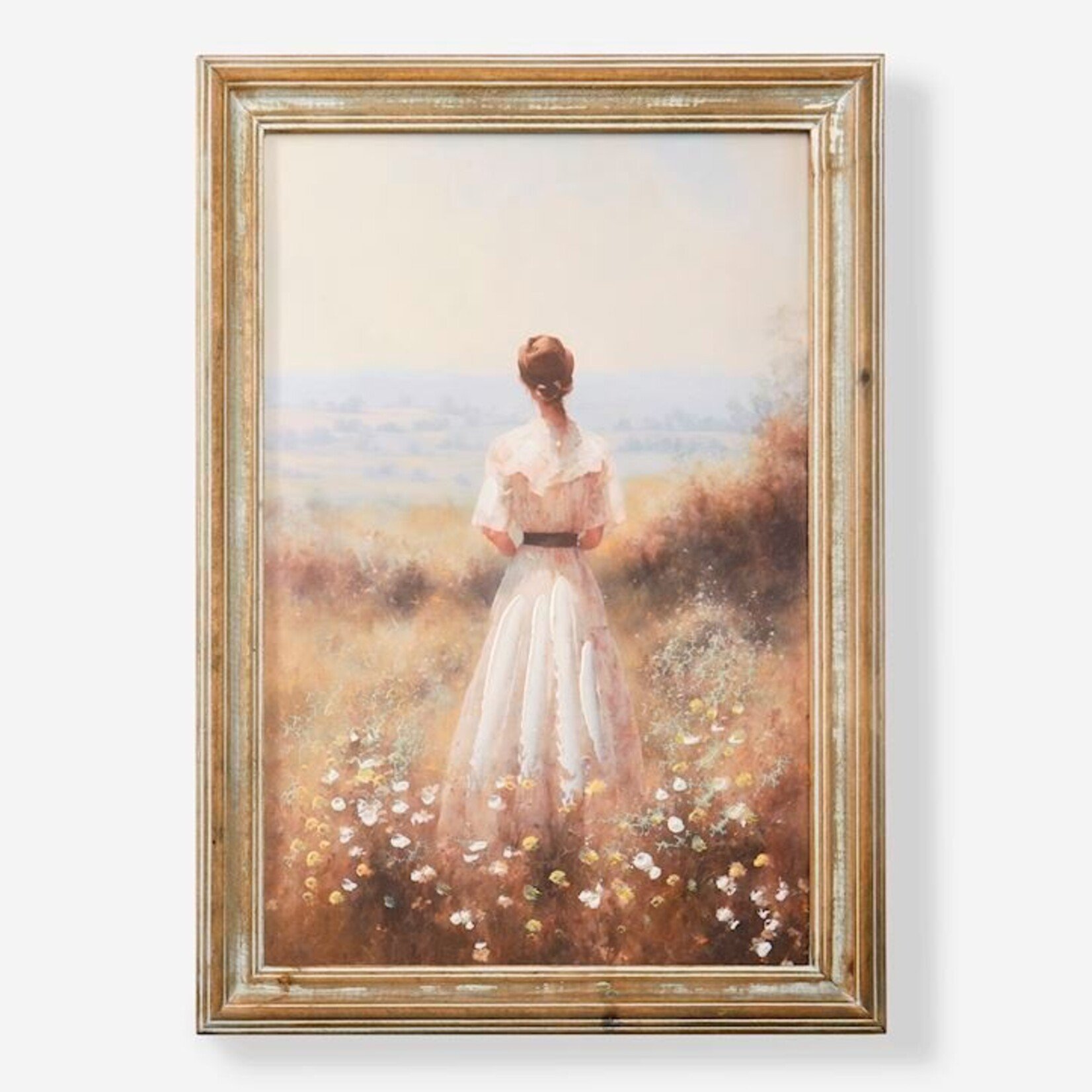 Woman in Wildflower Field Wall Print