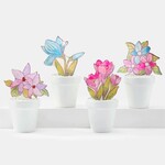 Stained Glass Potted Plant Decor, 4 Asst.