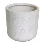 Shiny White Botanical Ceramic Pot- 4"