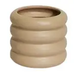 5.1"DX4.3"H Matte Rings Taupe Ceramic Pot