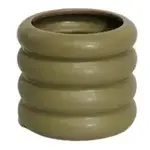 5.1"DX4.3"H Matte Rings Green Ceramic Pot