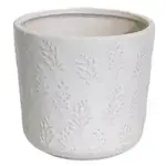 Shiny White Botanical Ceramic Pot - 6.8"D