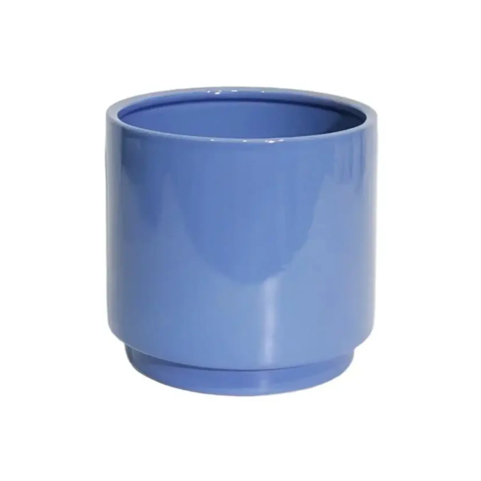 7.2"DX6.5"H Shiny Blue Ceramic Pot