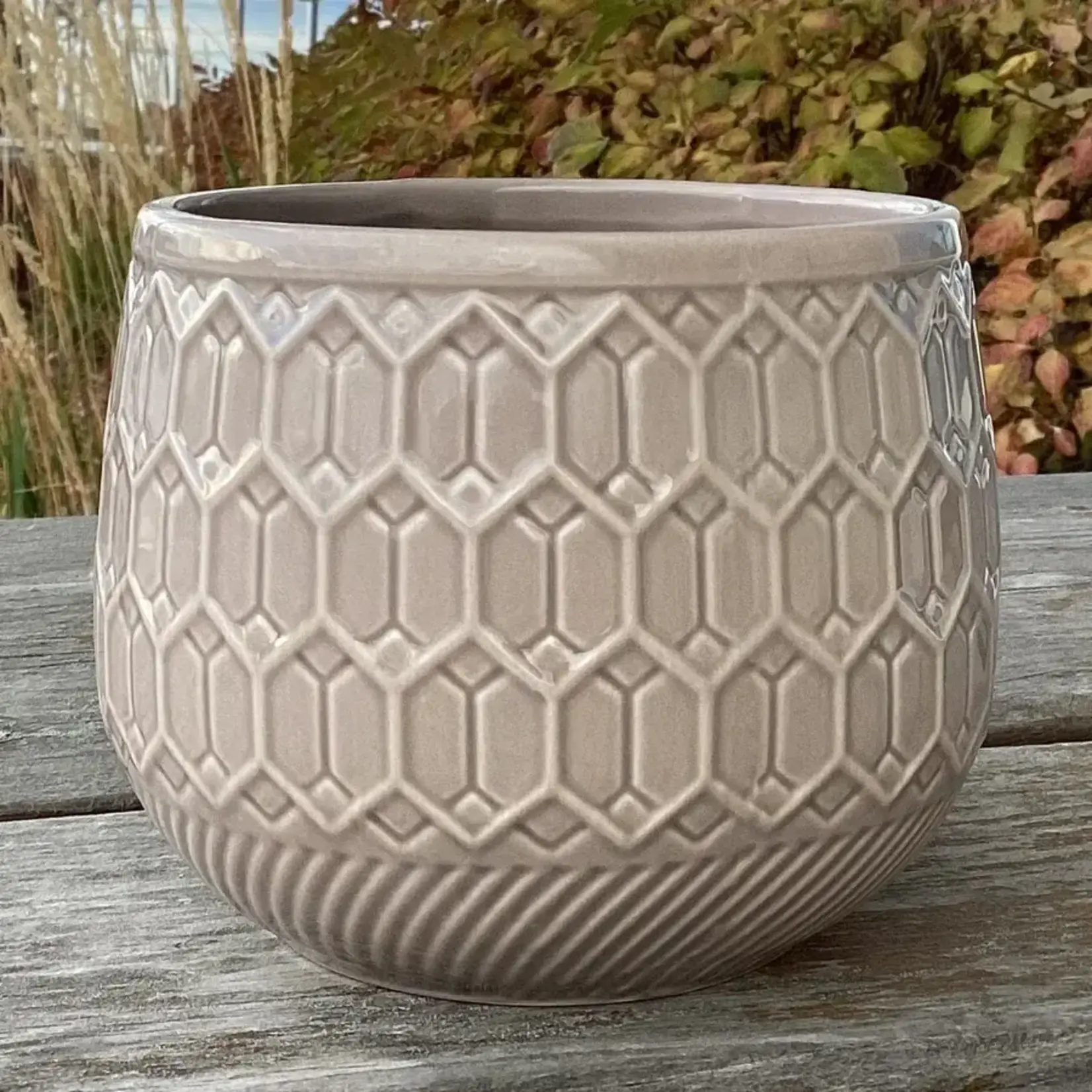 5.7"DX4.7"H Shiny Grey Ceramic Pot  (Fit 4.5"Pot/Orchid Pot)