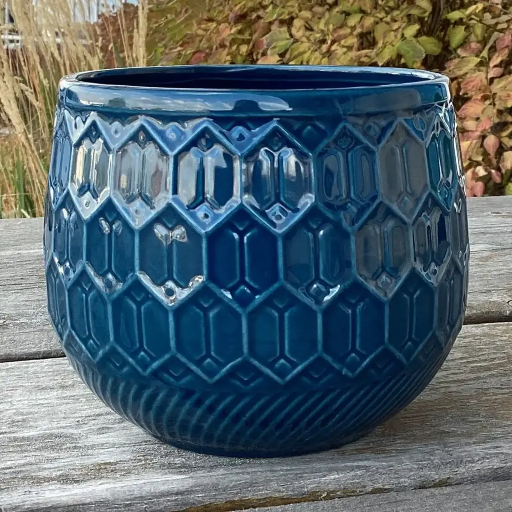 5.7"DX4.7"H Shiny Blue Ceramic Pot (To Fit 4.5"Pot/Orchid Pot)