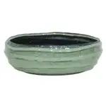 Rippled Green/ Blue Glazed Ceramic Pot
