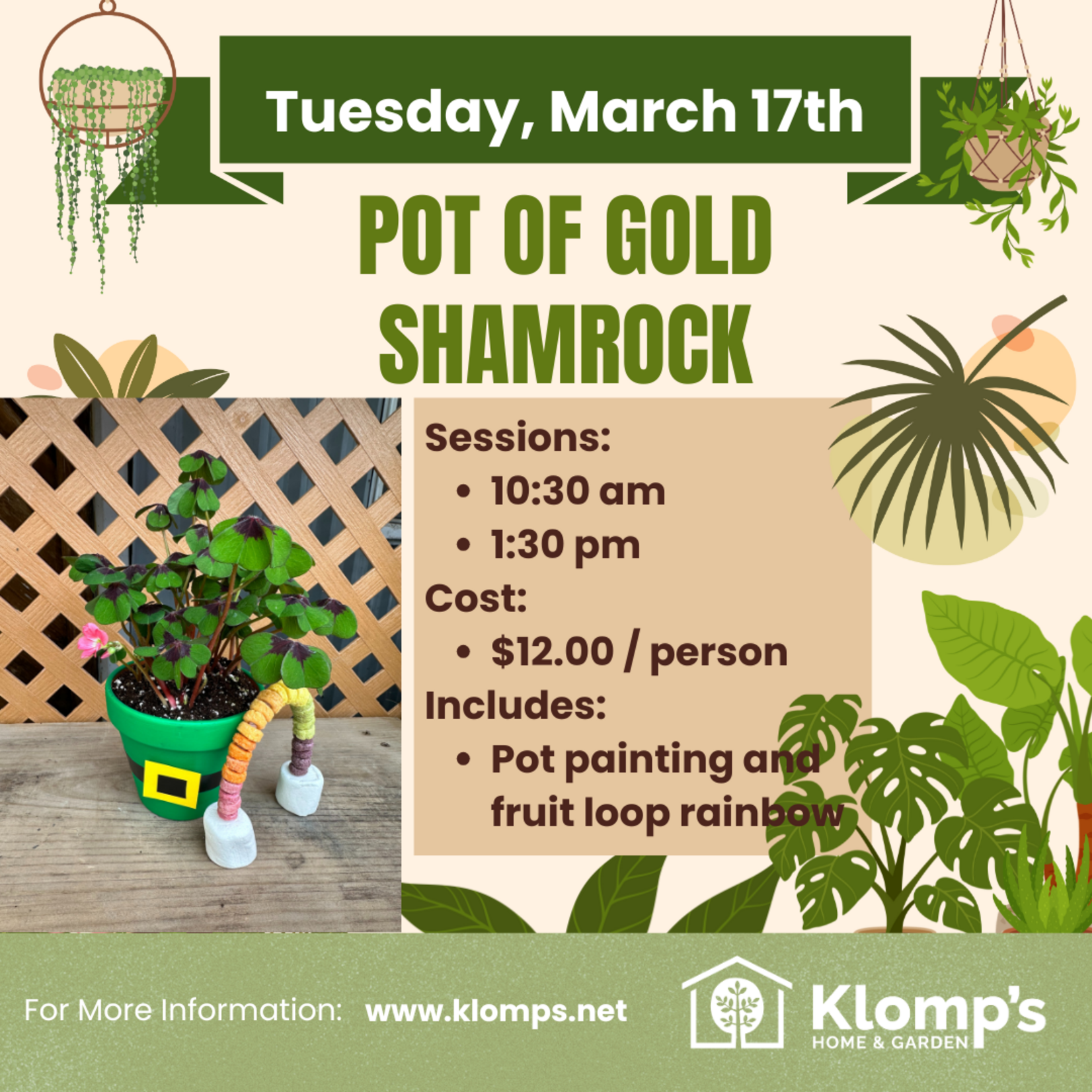 March Break Workshop | Pot of Gold Shamrock | Tuesday March 17th 1:30pm