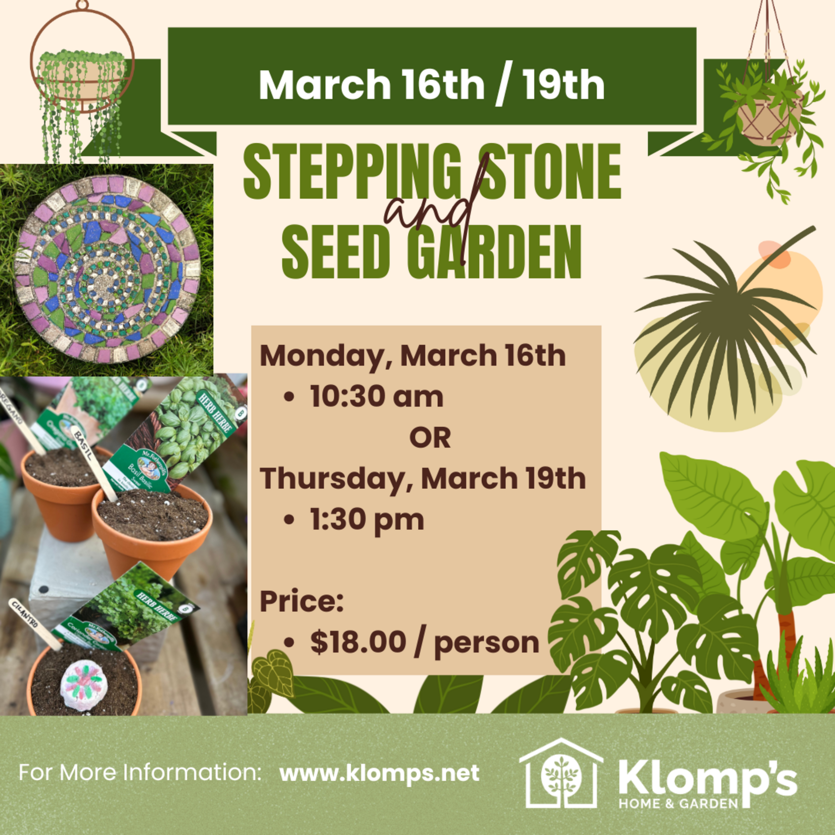 March Break Workshop | Stepping Stone & Seed Garden | Monday March 16th 10:30am