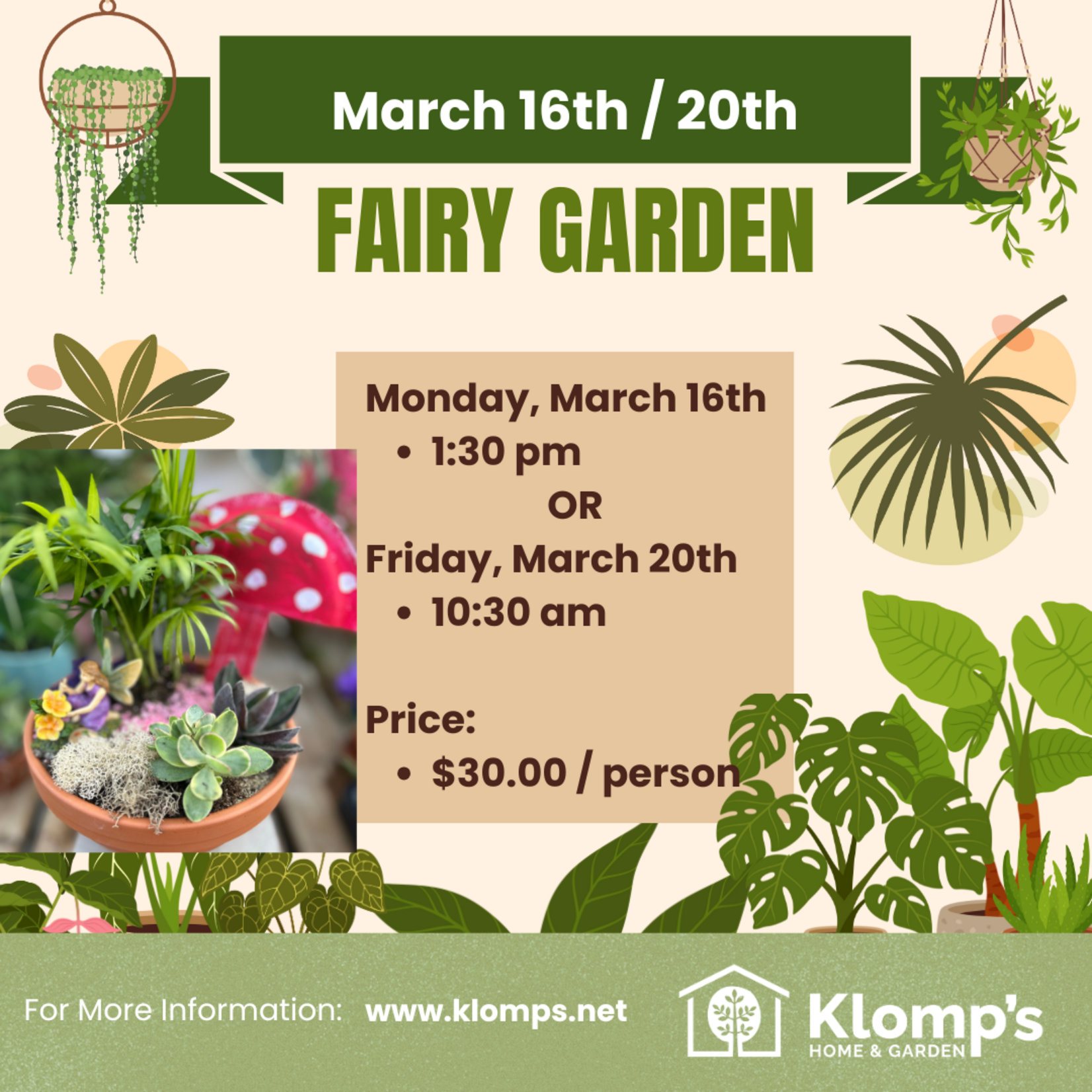 March Break Workshop | Fairy Garden | Friday March 20th 10:30am