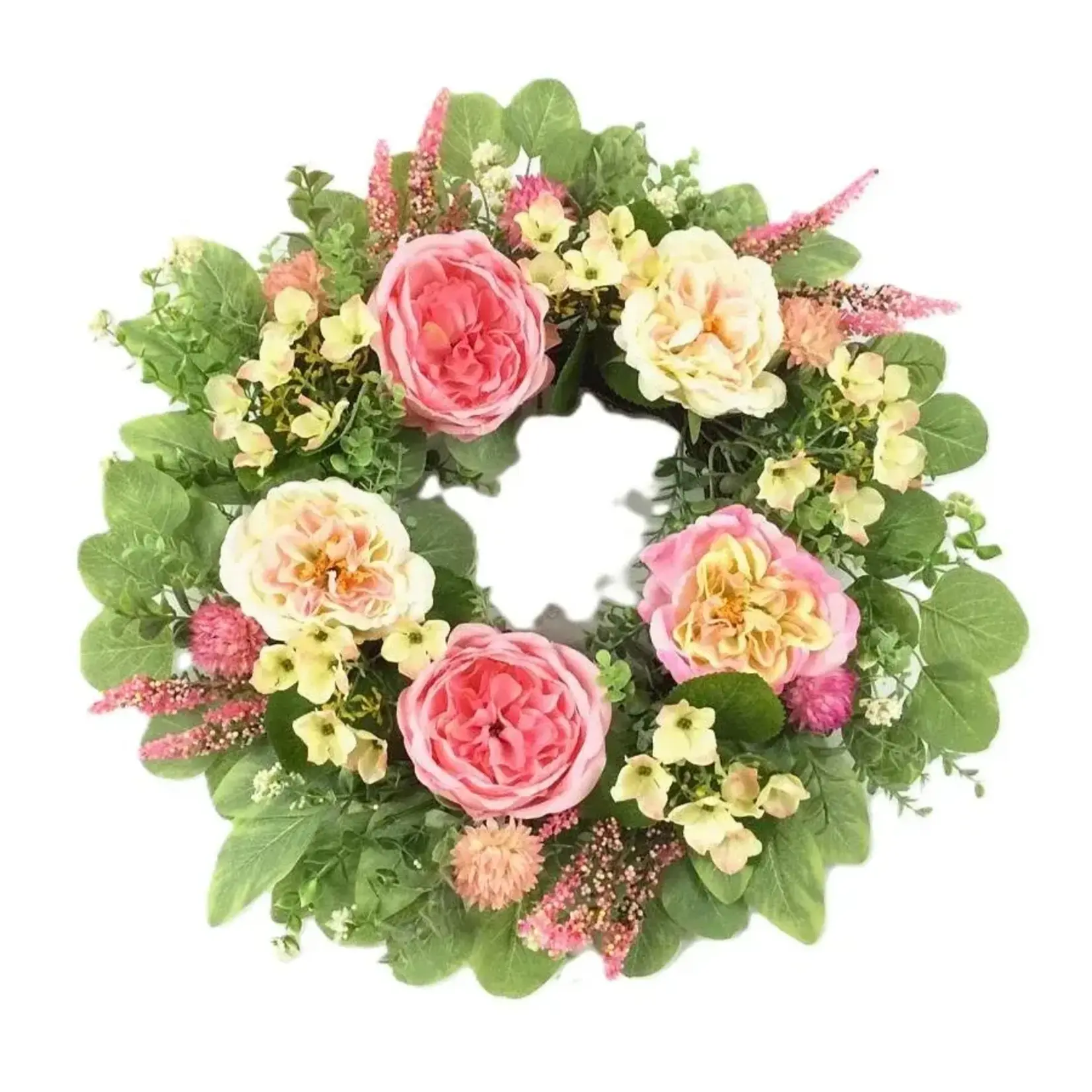 17.7"D Pink & White Peonies Wreath