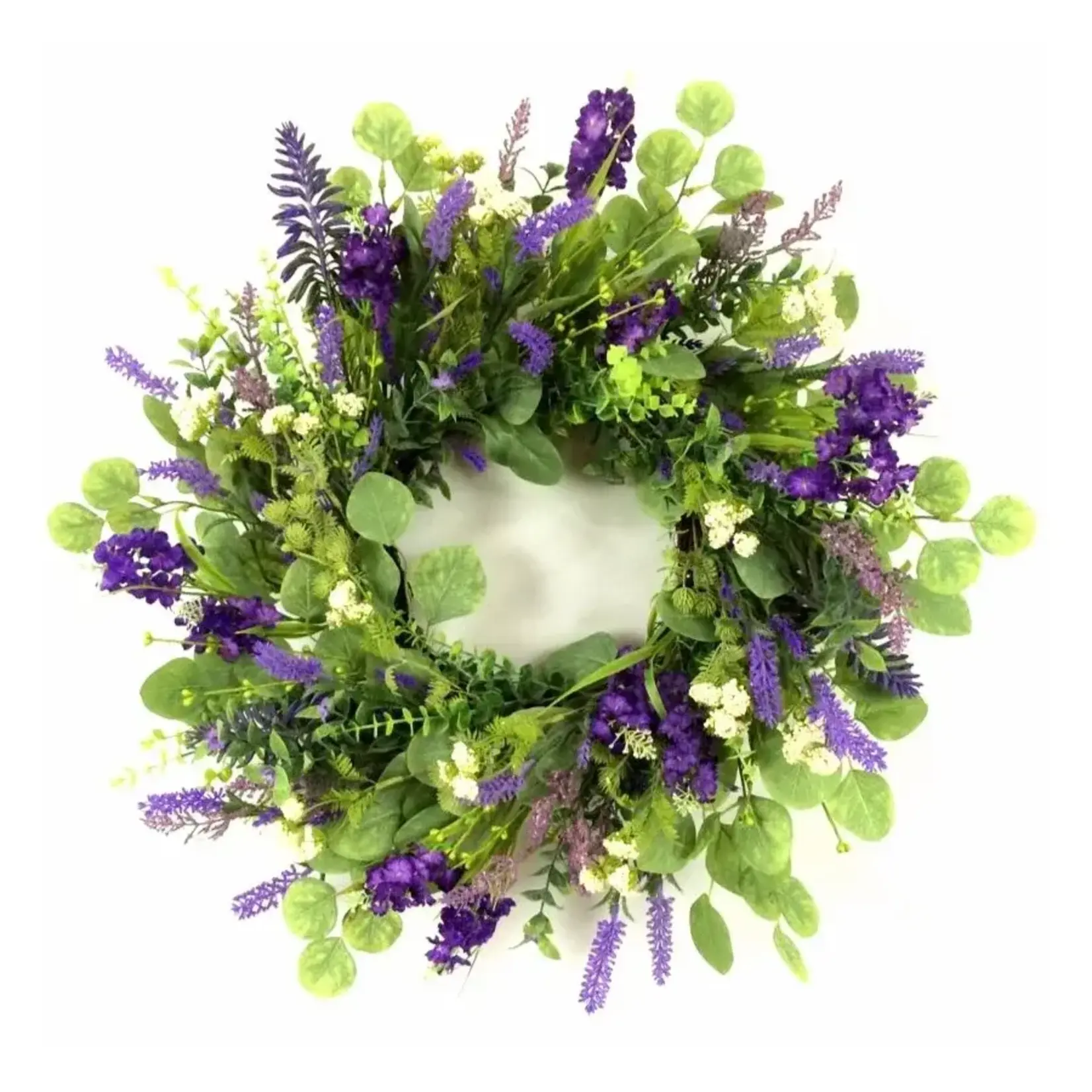 17.7"D Purple & White Lavender Wreath