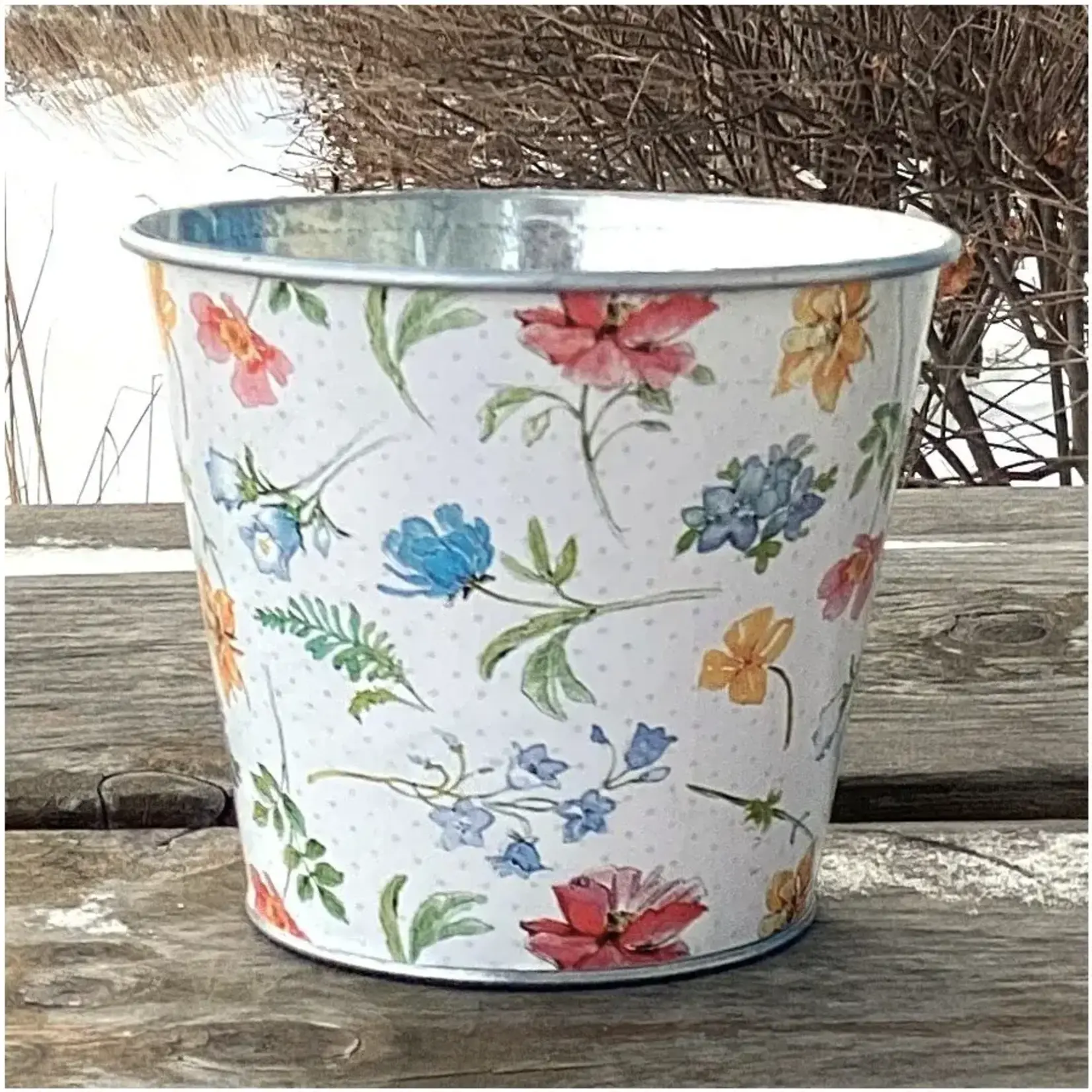 Floral Metal Pot, w/Liner  (FITS 4"POT)