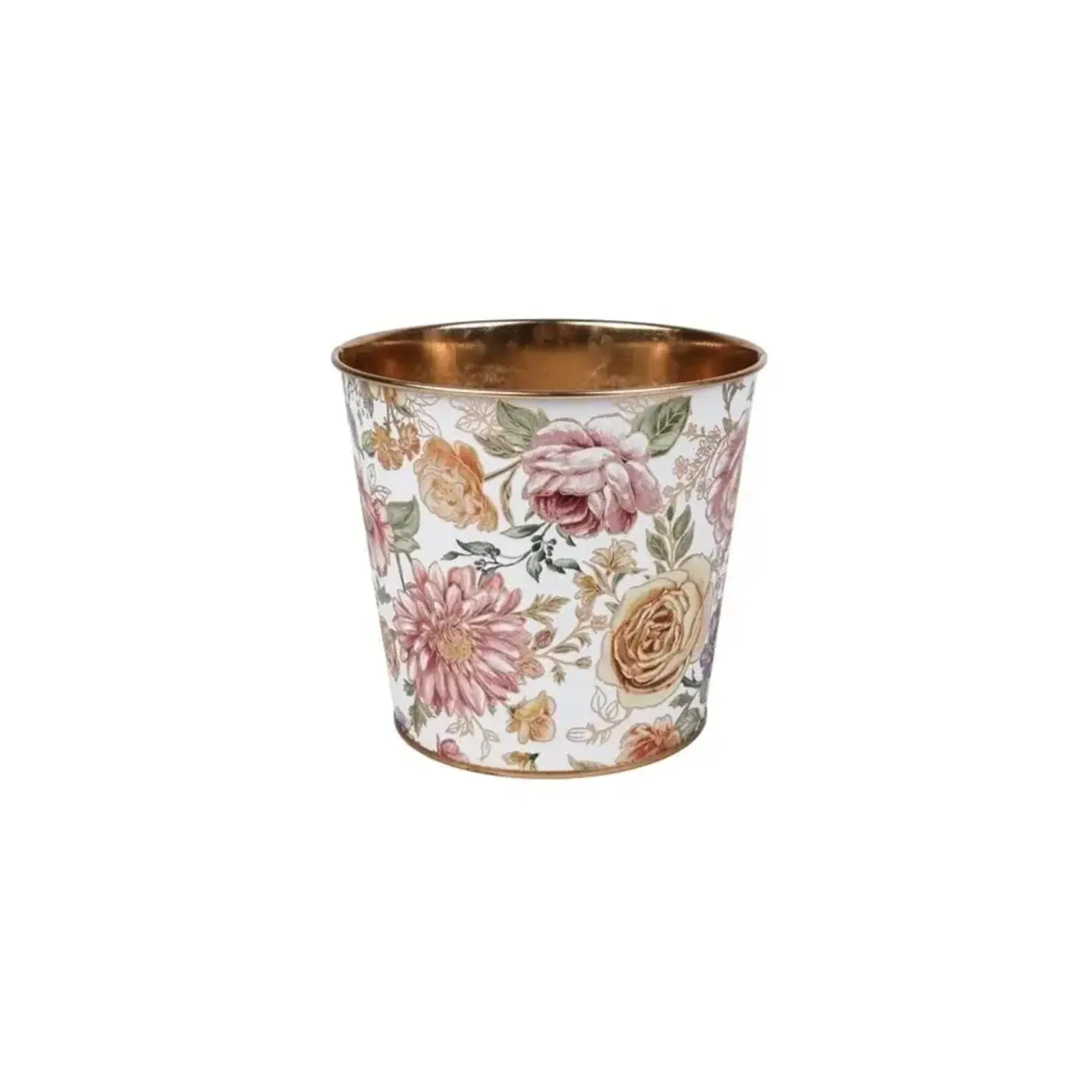Victorian Floral Metal Pot w/Liner (FITS 4"POT)