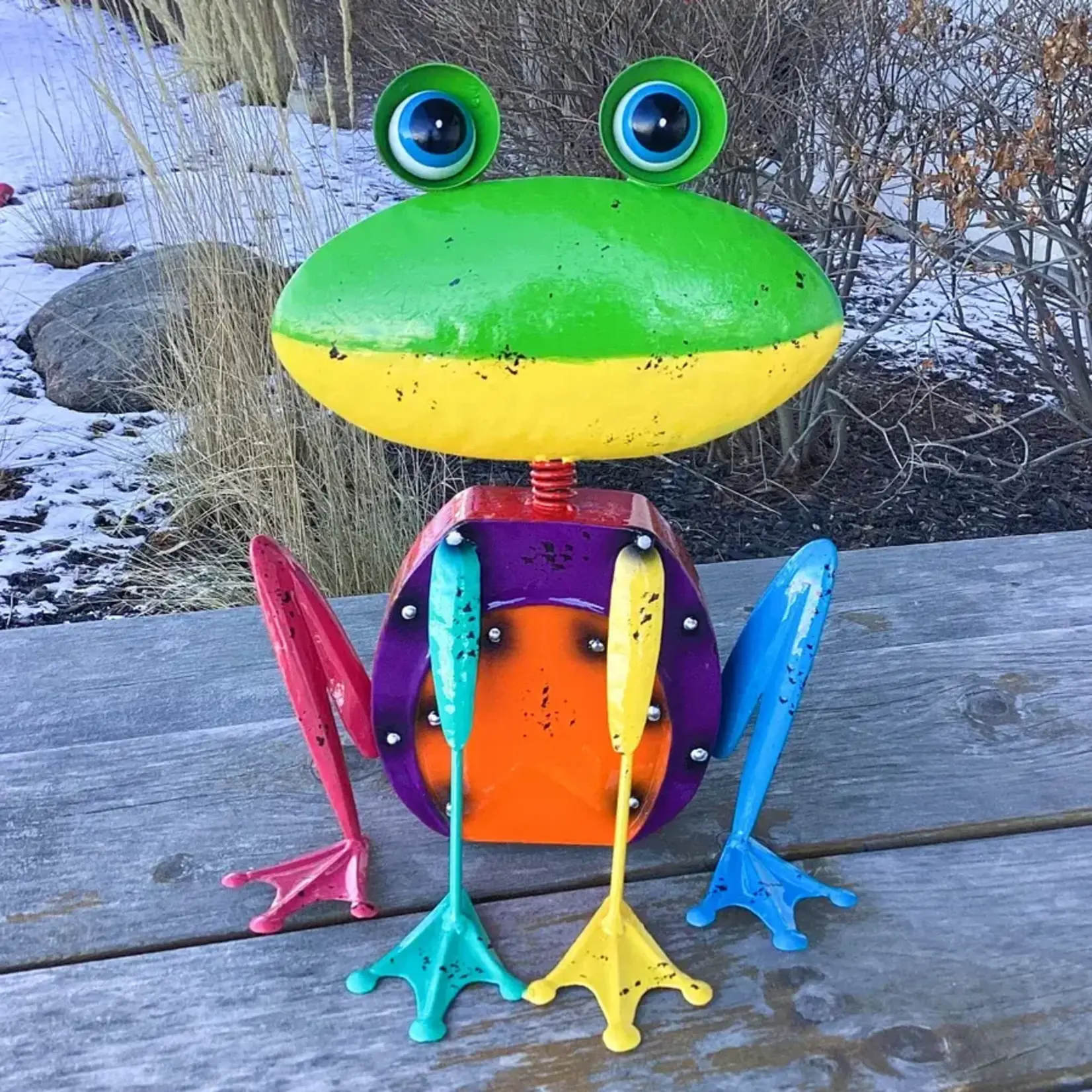 Garden Statuary, Metal colour Frog  10.5X7.09X13"H