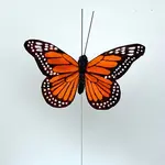4.33"W Orange Monarch Butterfly on Wire Pick