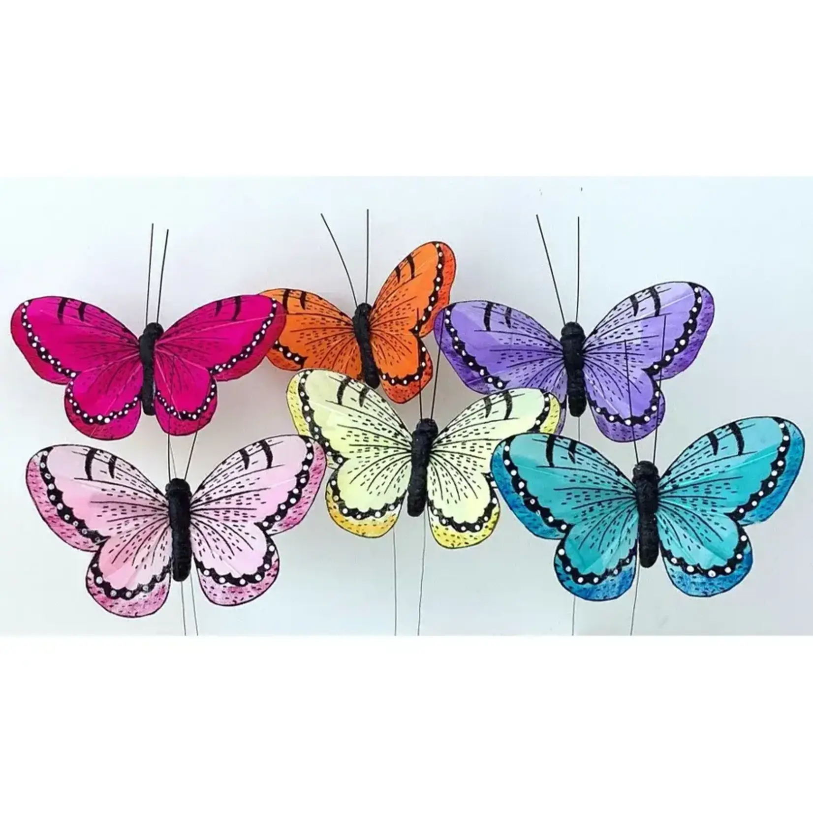 4.33"W Assorted colour Butterflies on Wire Pick