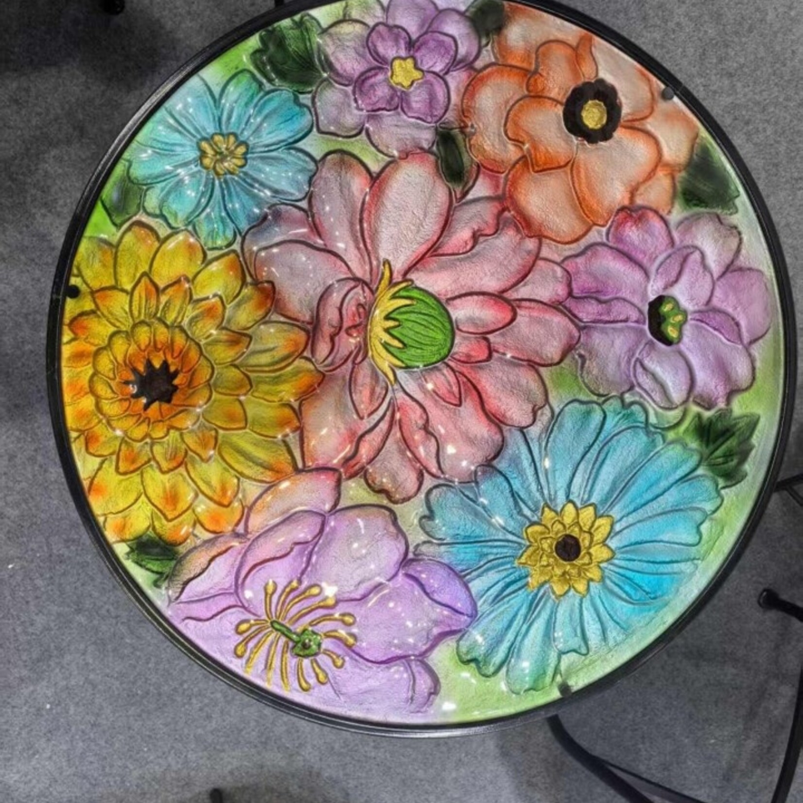 Floral Glass Bird Basin