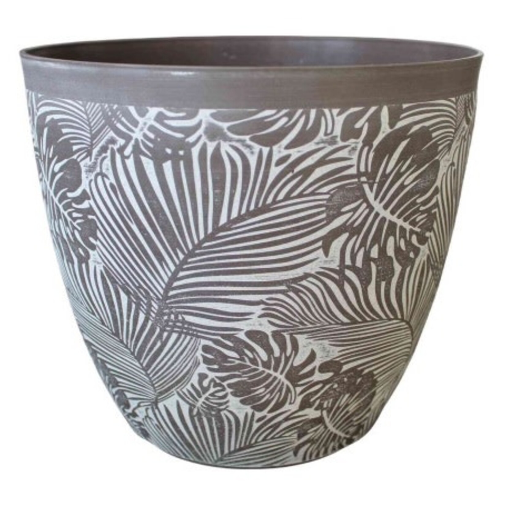 12" Monstera Choc/ white wash Pot