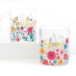 Floral Glass Mug w/Sentiment, - 2 Asst.