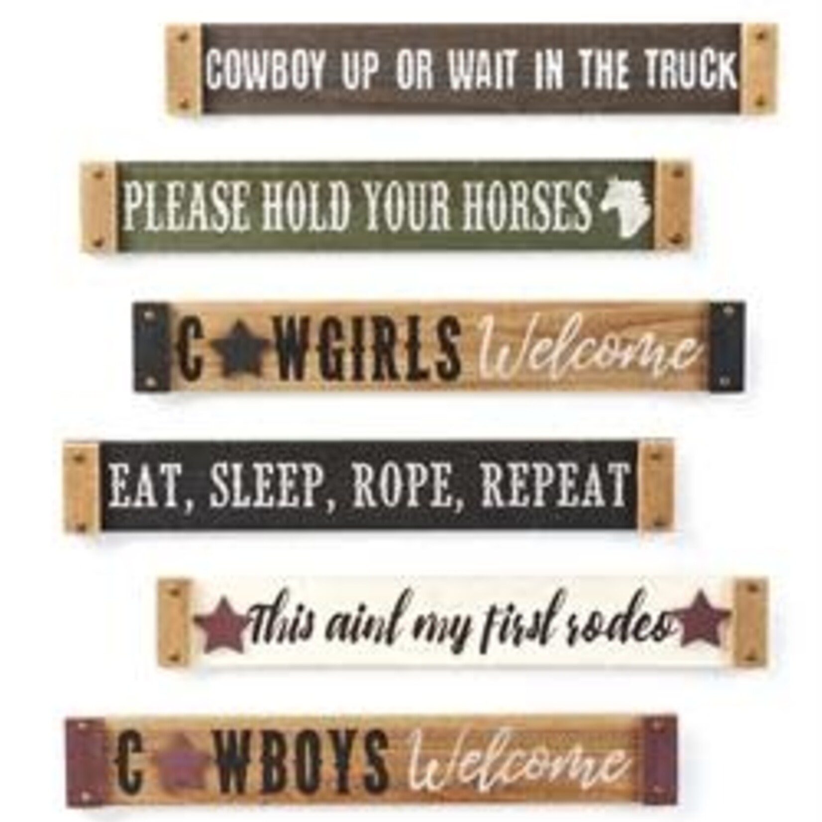 Cowboy Up Design Wall Plaque, - 6 Asst