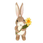 10" Standing Rabbit Brown Felt w/Daisy