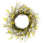 Forsythia Wreath  24" YELLOW W/NATURAL BRANCH & MOSS