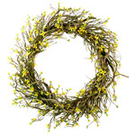 Forsythia Wreath  35" YELLOW W/NATURAL BRANCH & MOSS