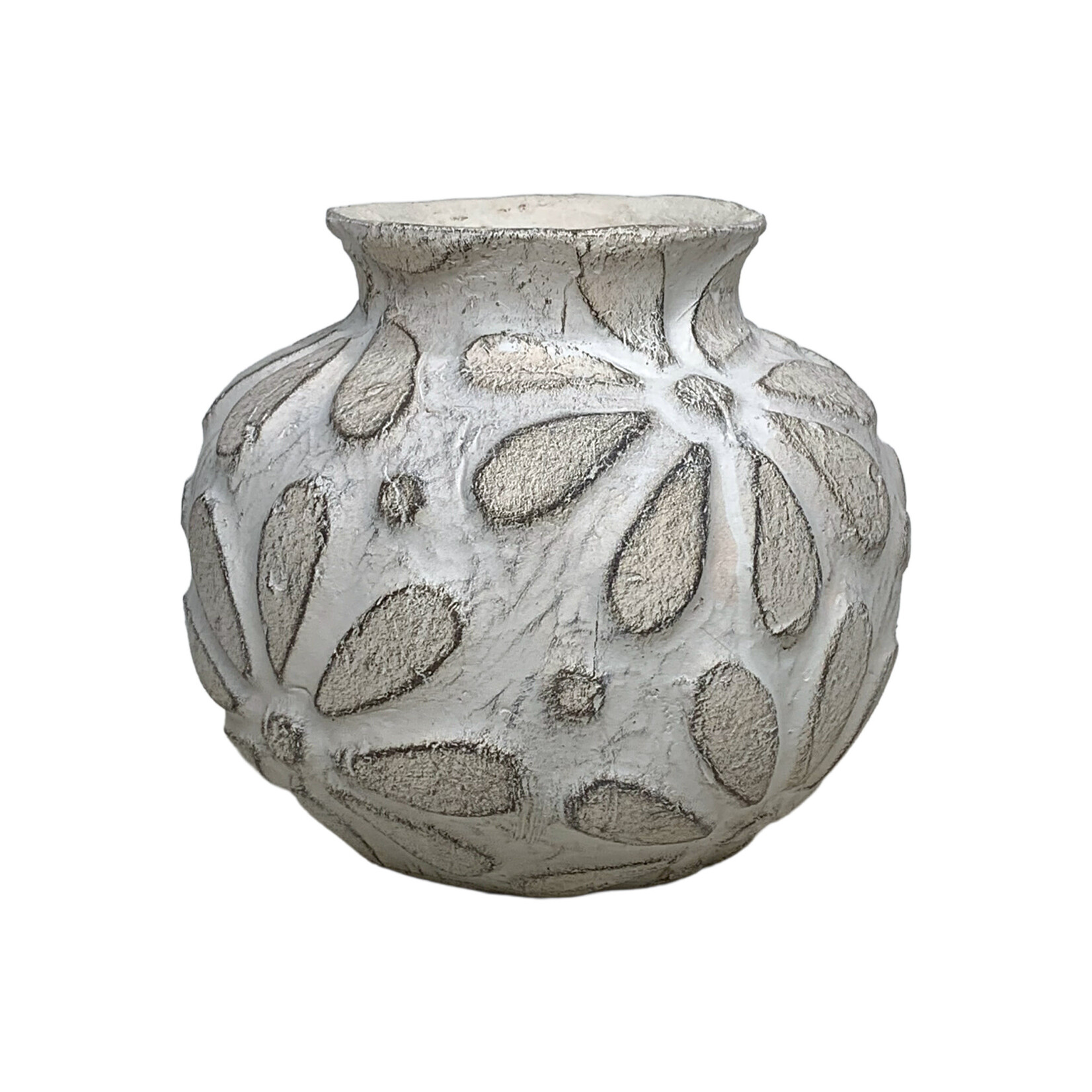Ceramic Vase 8"X7"H WHITE/SAND FINISH