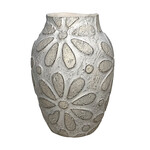 Ceramic Vase  8.5"X10"H  WHITE/SAND FINISH