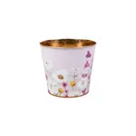 Metal, Spring/Summer Pot, (4.5"D) Wildflower Lane Printed Metal w/ Hard Liner