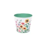 Metal, Spring/Summer Pot, (6.5"D) Sunflower Serenade Printed Metal w/ Hard Liner