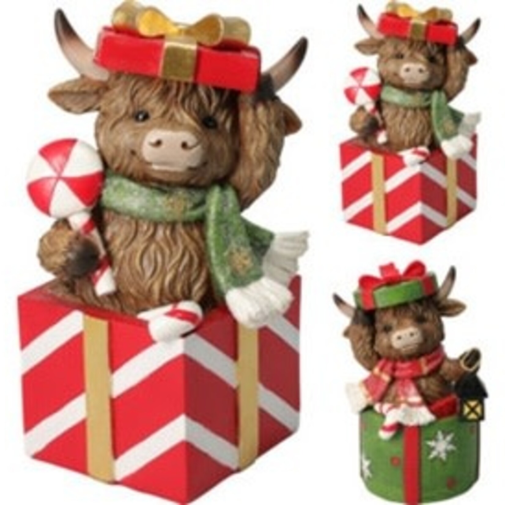 COW XMAS FIGURE LED  20cm - 3 Assorted