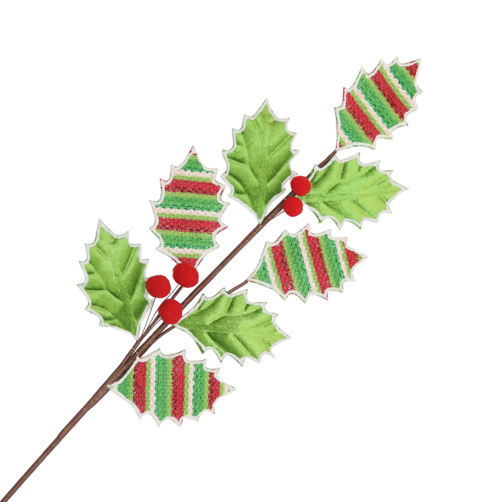 SPRAY FABRIC LEAF 29" LIME GREEN/RED/WHITE