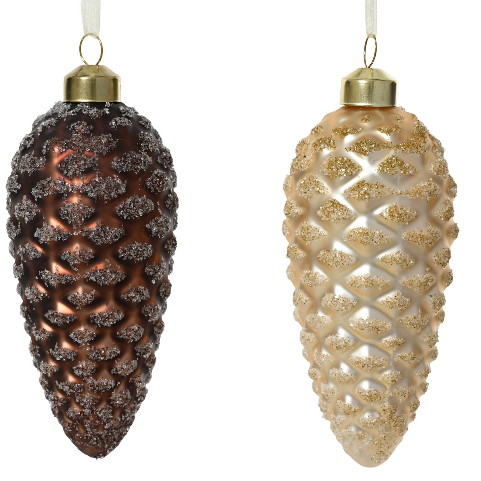 Pinecone glass matt w transparent beads 2col ass