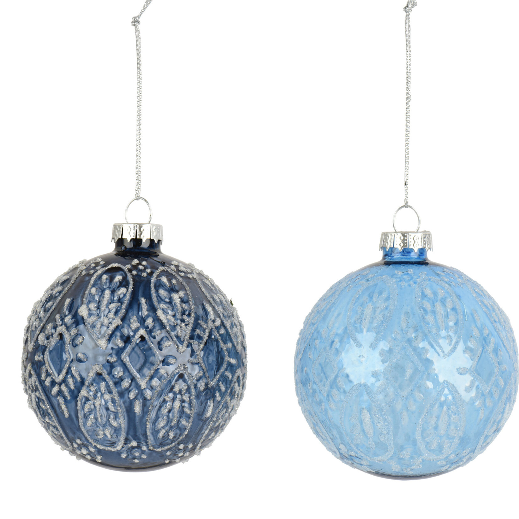 Baubles glass with drops 2col ass