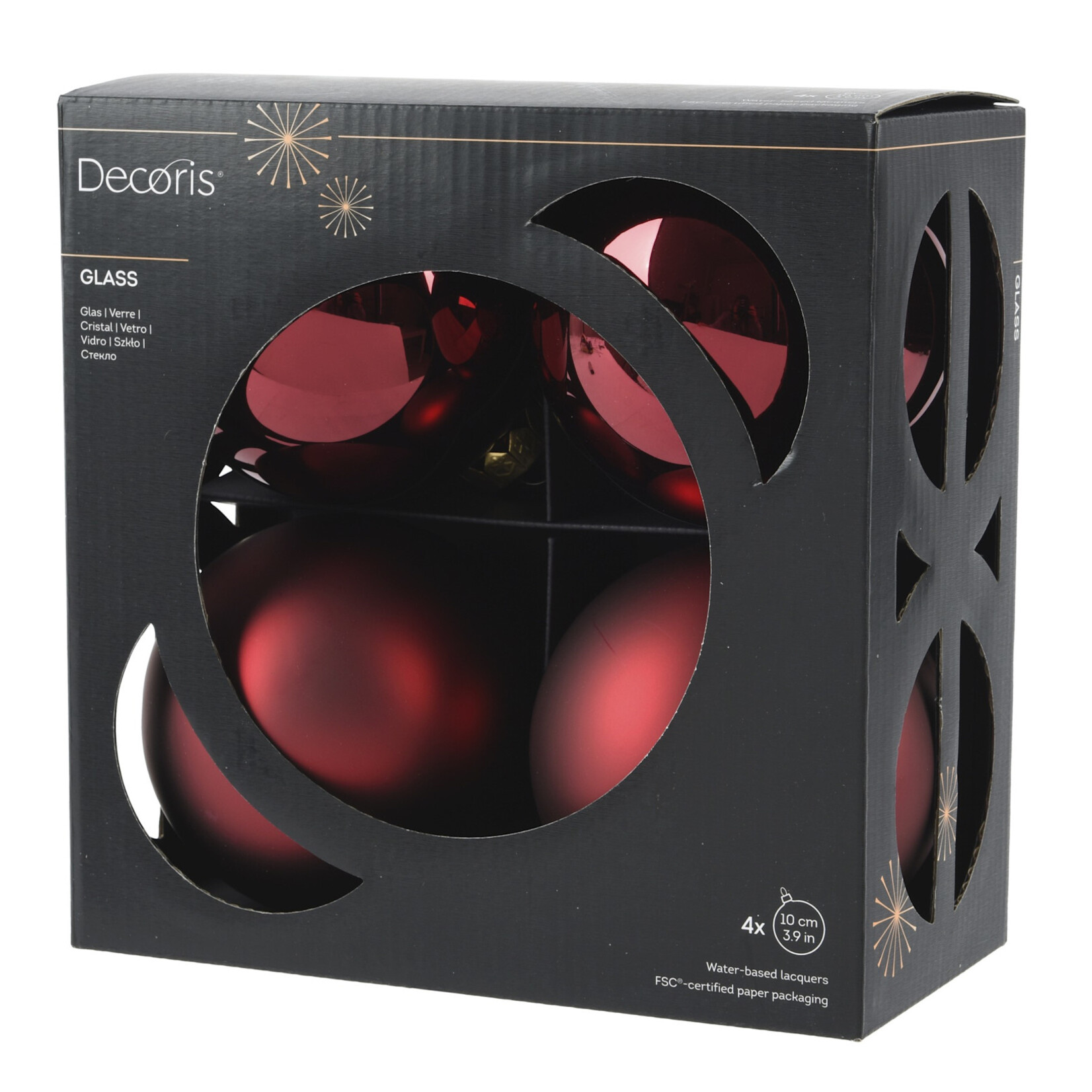 Ornament / Baubles glass shiny - matt mix 4Pack
