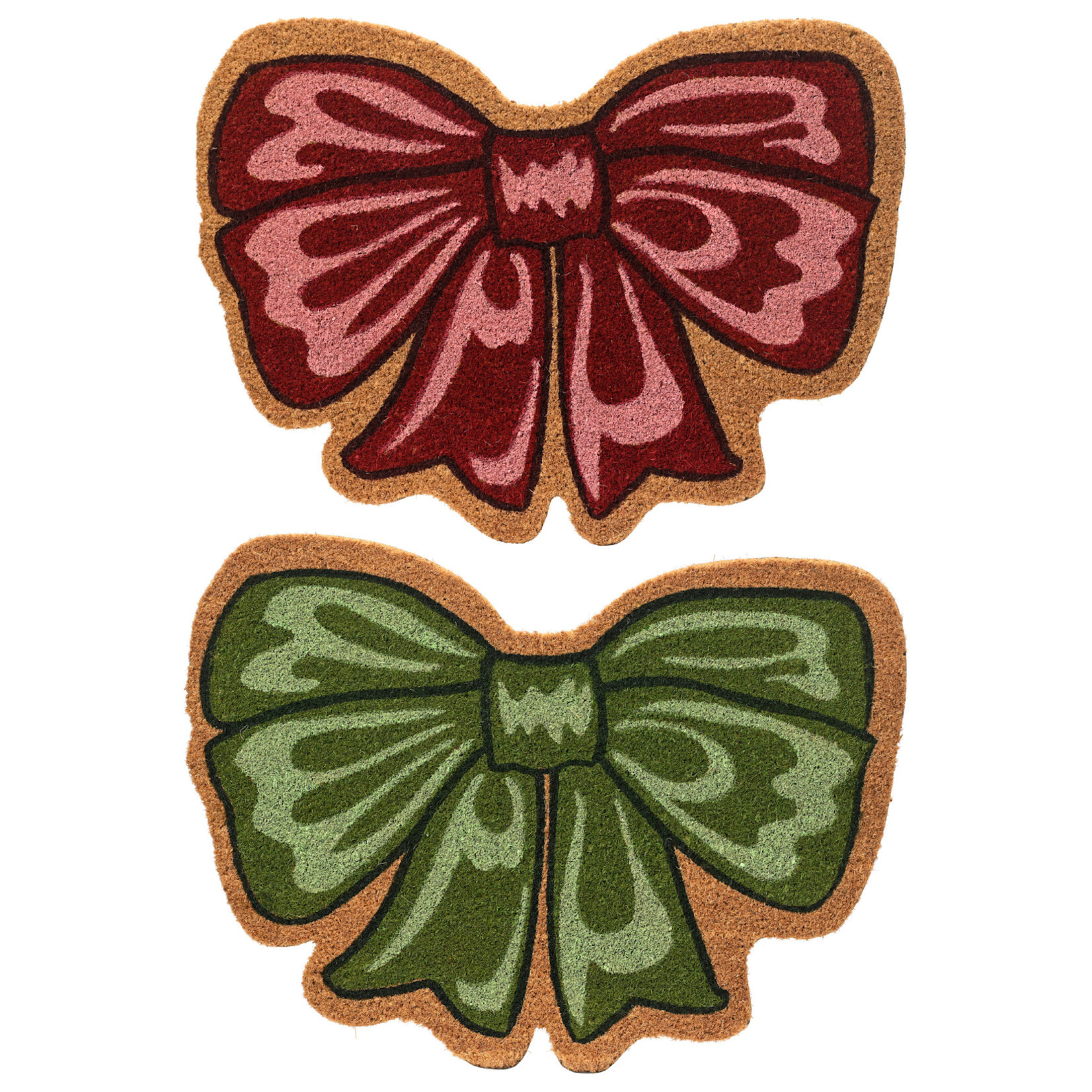 Bow coir shape doormat 2col ass indoor