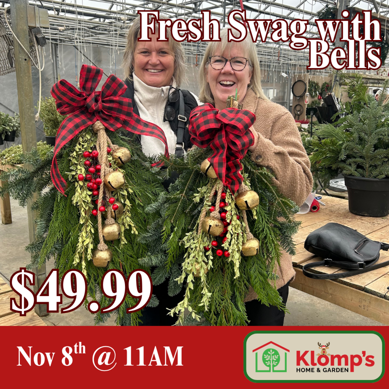 November 8th, 2026 | 11am | Sunday | Fresh Swag with Bells Workshop
