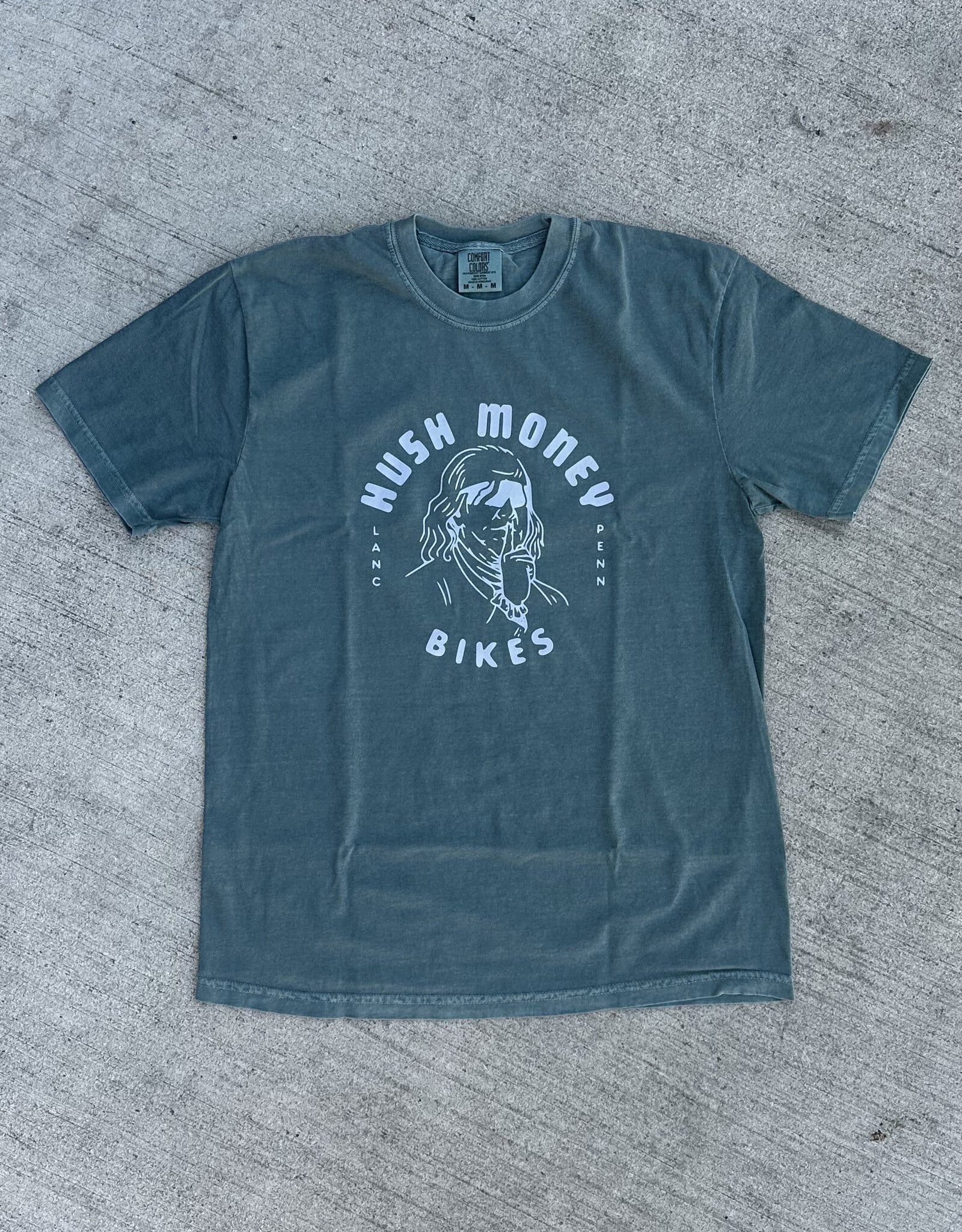Hush Money Bikes Ben Cranklin T-Shirt Blue Spruce