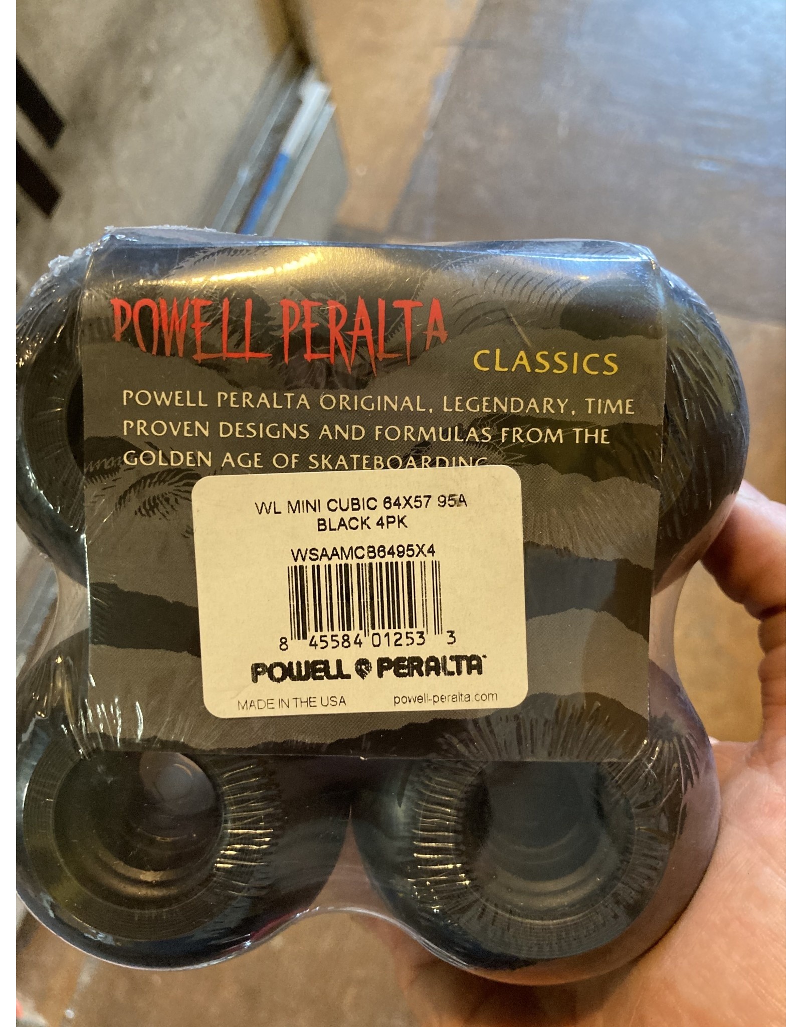 POWELL/PERALTA MINI CUBE (95A) BLACK SKATE WHEELS 64mm