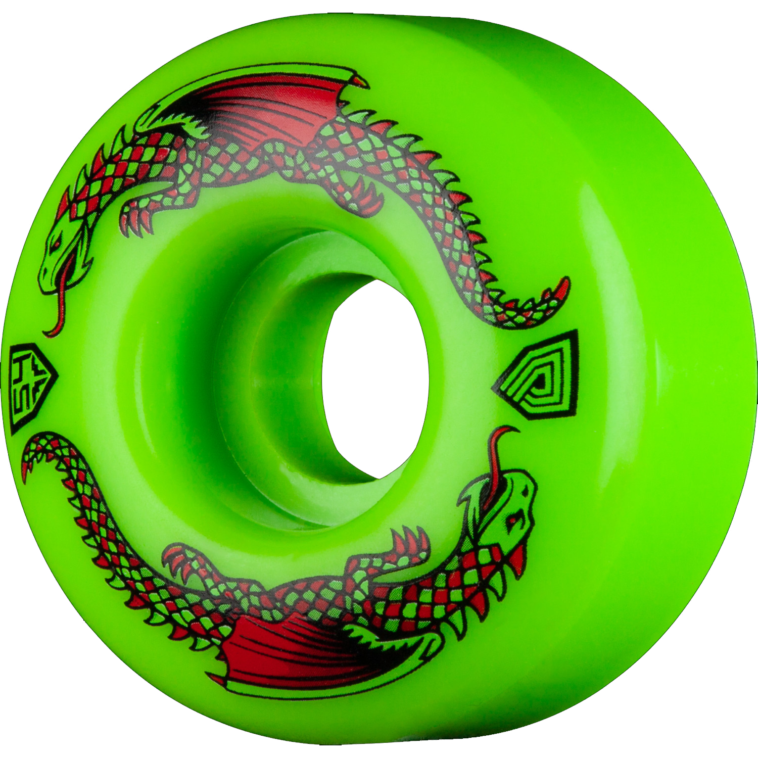 PWL/P DF GREEN DRAGON 54/34mm 93a GREEN SKATE WHEELS - Firehouse