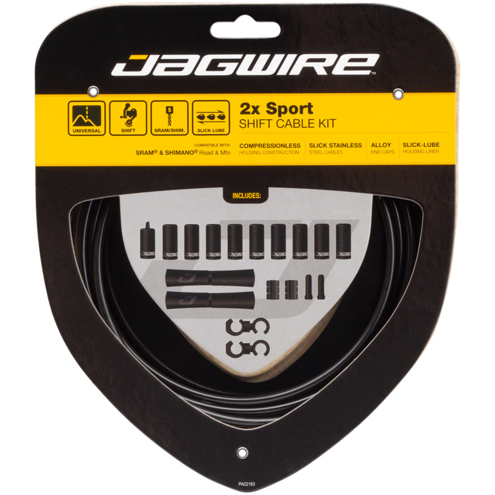Jagwire Jagwire 2x Sport Shift Cable Kit SRAM/Shimano, Black