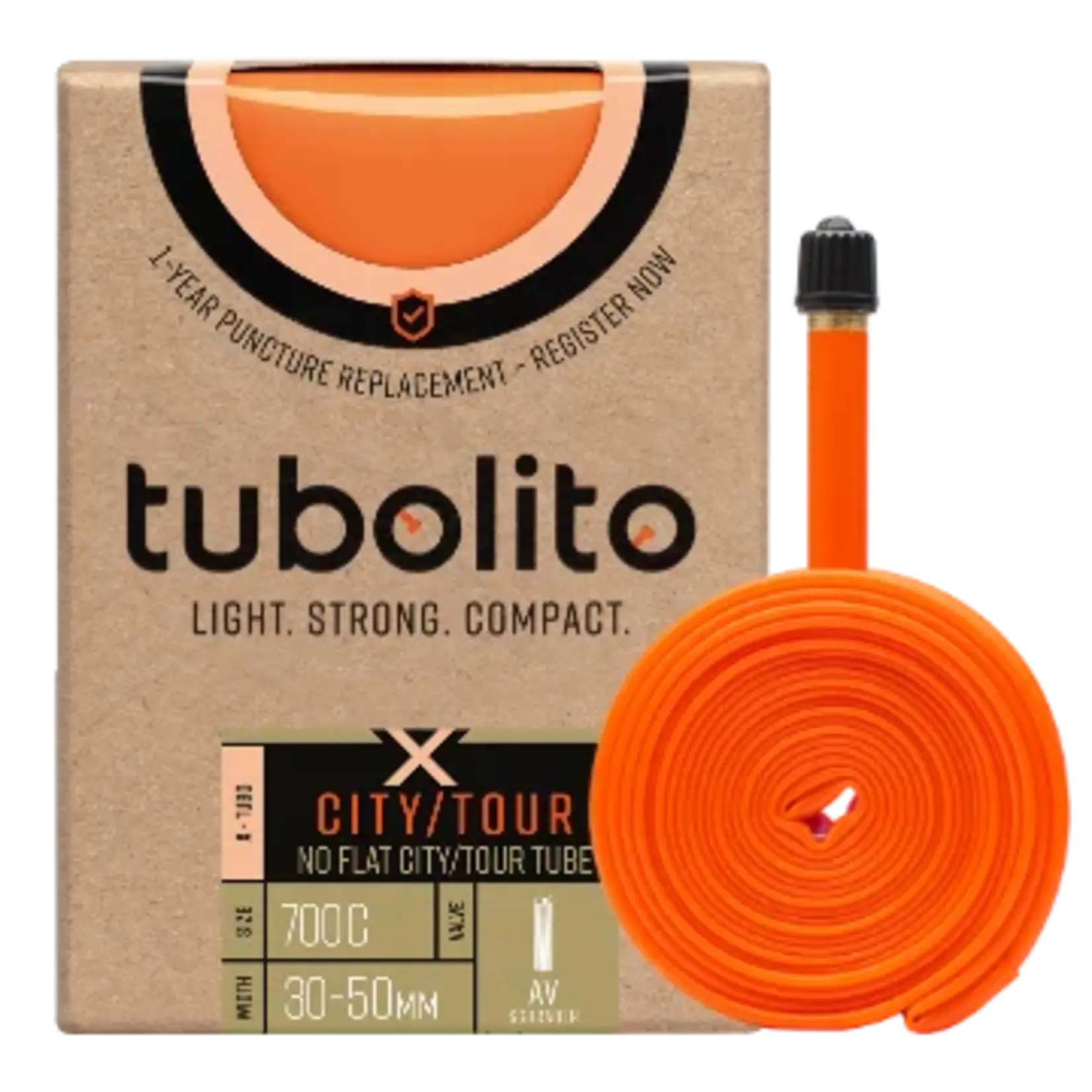 tubolito Tubolito X-Tubo City/Tour Tube - 700 x 30-50mm, 42mm Presta Valve, Orange