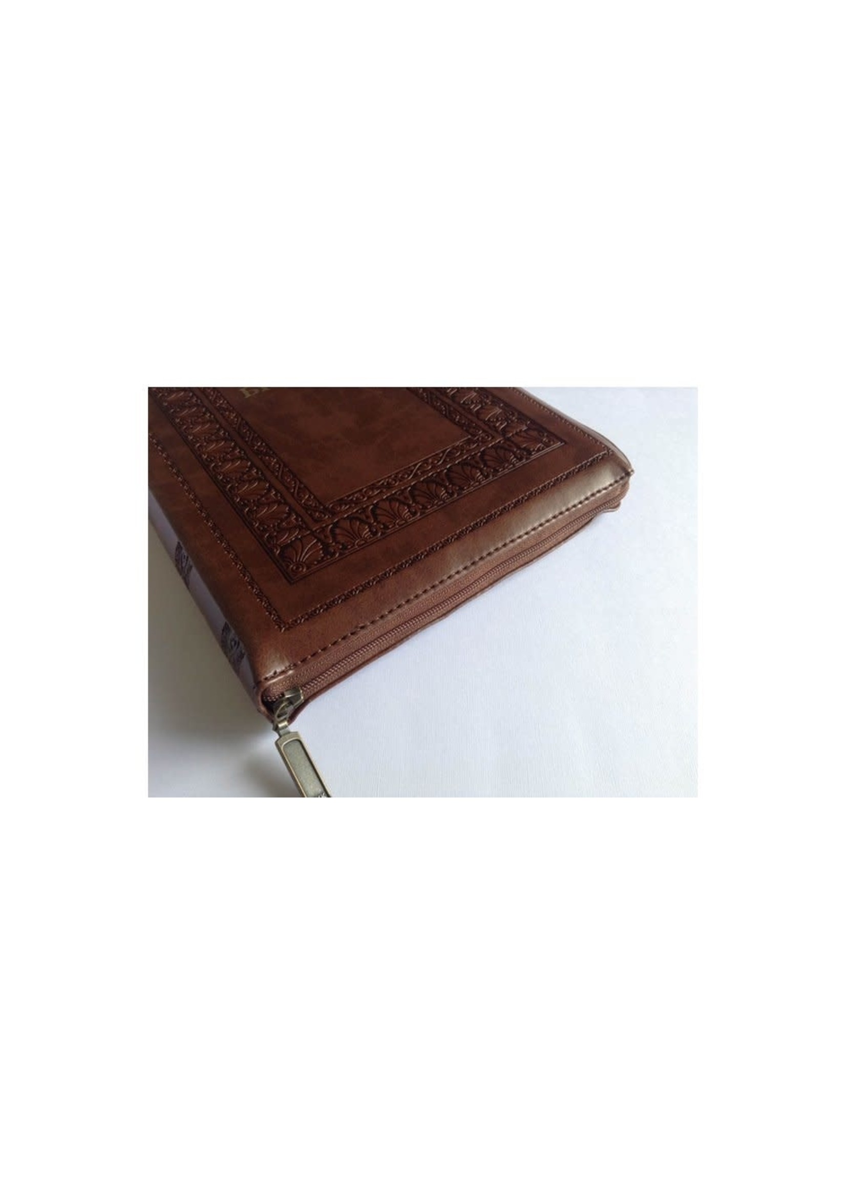 SALE: Библия, Каноническая (SYNO), Заменитель Кожи, Коричневая с Узорной Рамкой, Индексы, Большая