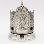 Russian Glass Holder, "Royal Emblem of Russia, Подстаканник "Герб царской России" (никелированный)