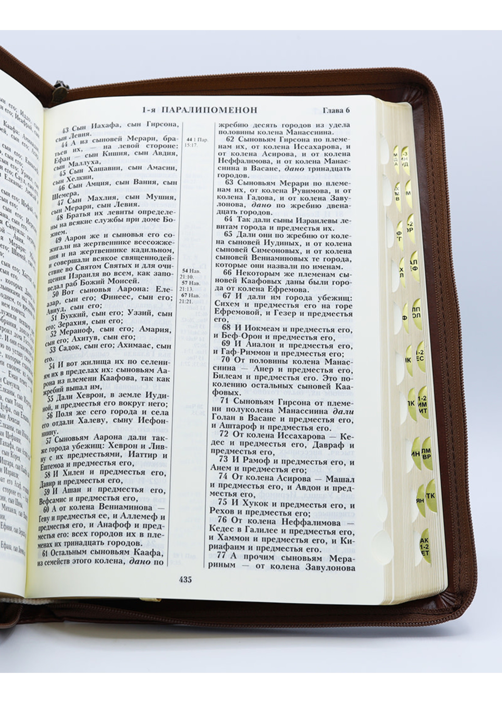 Библия, Каноническая (SYNO), Заменитель Кожи, Коричневая с Узором (Оливки), Индексы, Большая