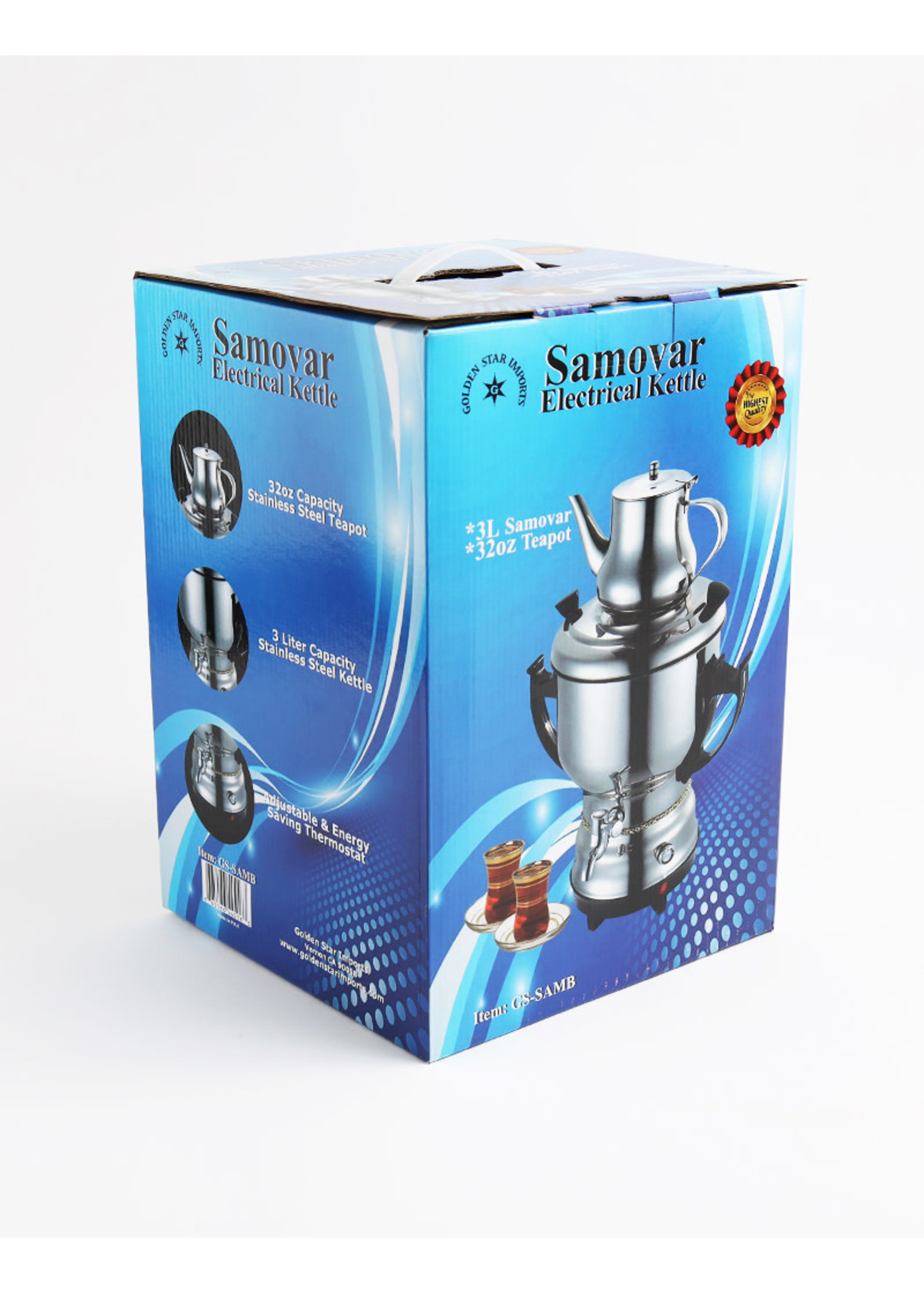 SALE: Stainless Steel Samovar 3 liters, Black Handles