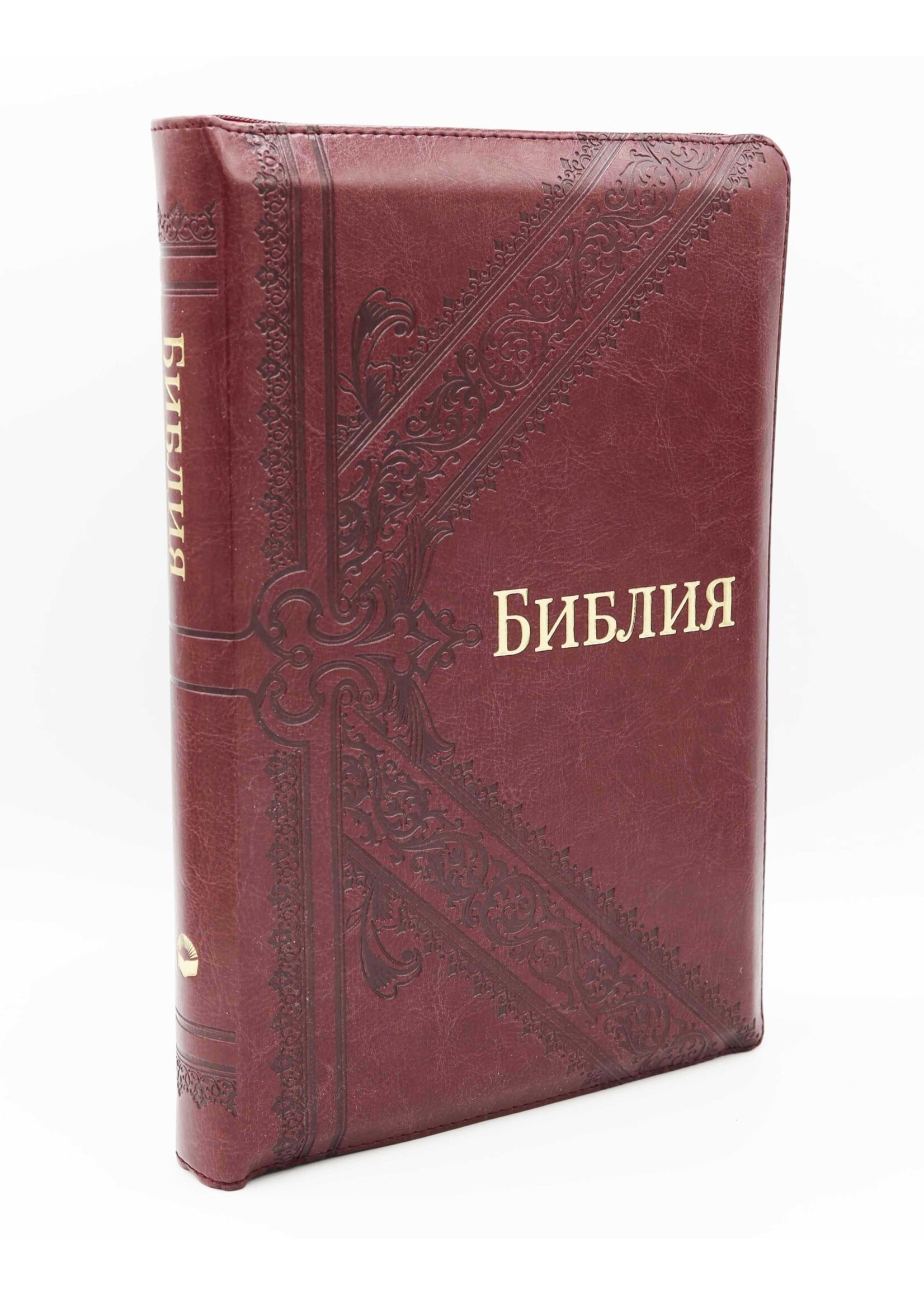 Библия, Каноническая (SYNO), Заменитель Кожи, Бордовая с Узором, Индексы, Большая